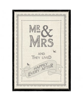 New Mr & Mrs and They Lived Happily Ever After Wooden Framed A4 Print East of India